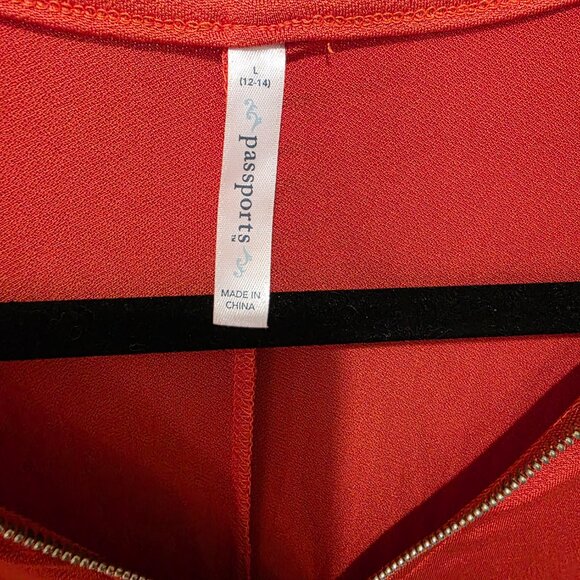 Passports Orange Zip Front Batwing Blouse – Size Large – NWT - Picture 4 of 8